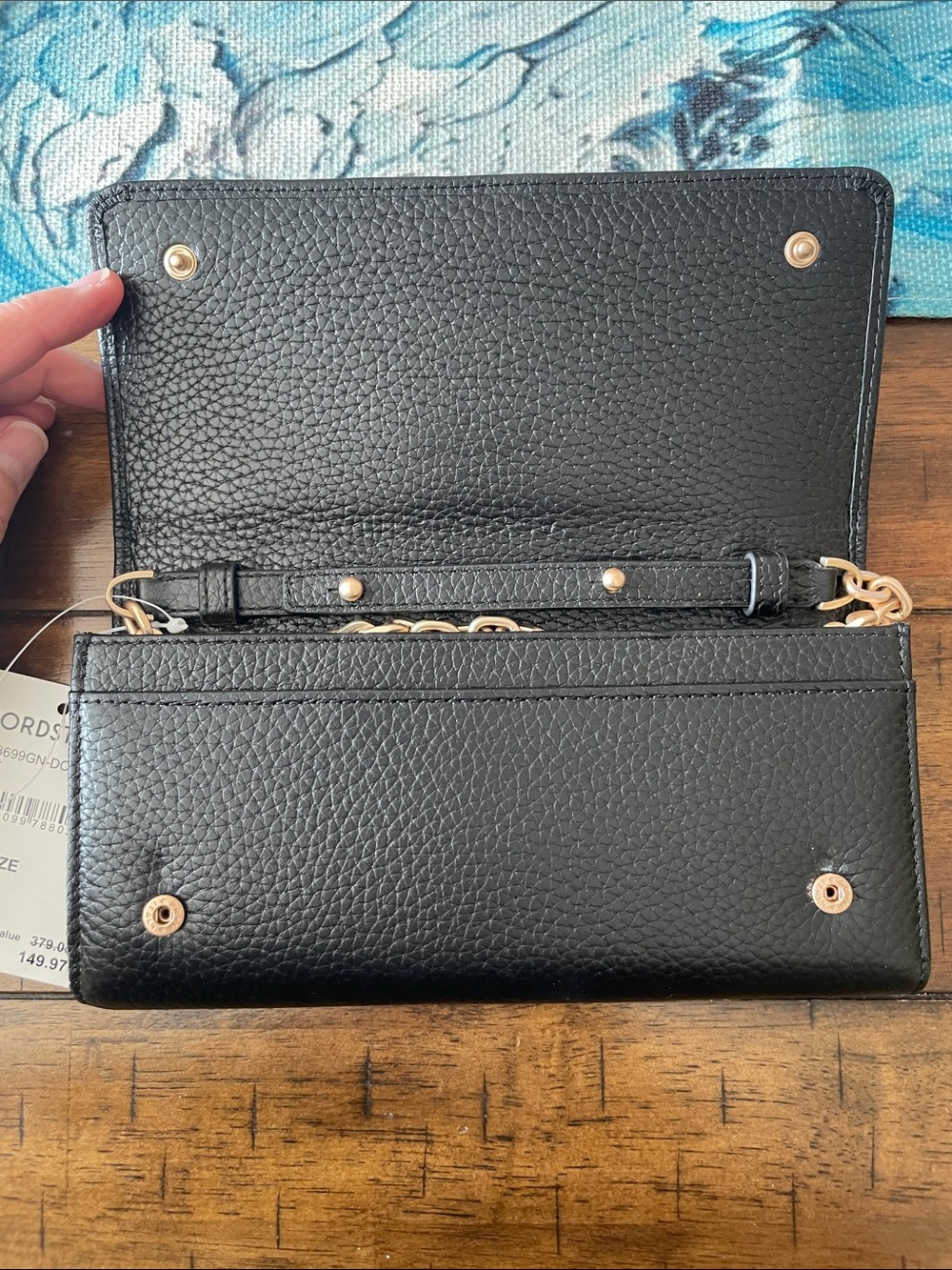 Valentino Black Pebbled Wallet with Studded Logo - Picture 3 of 7